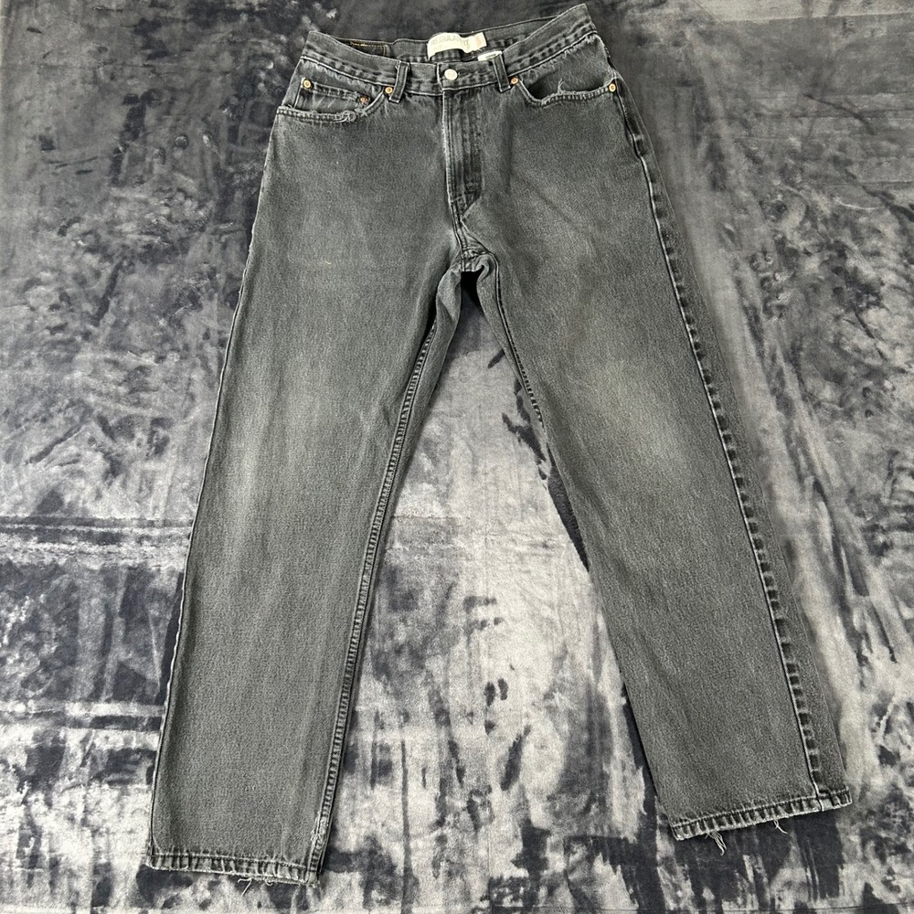 Levi's 505 Regular Fit Jeans Mens 33x32 Black Faded Straight Leg Denim